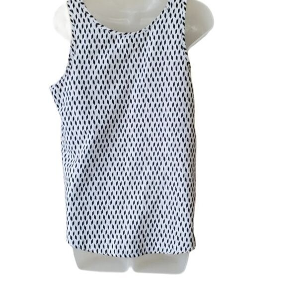 FADED GLORY Womens Tank Top Medium Black‎ White Sheer Round Hem Casual Layer - Picture 4 of 9